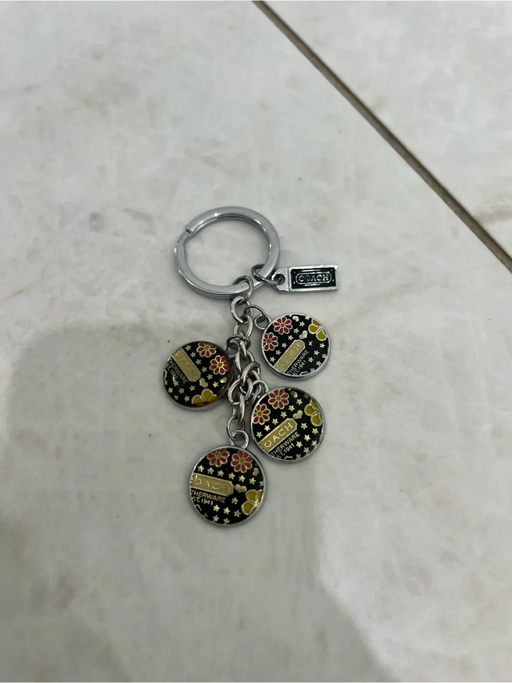 Coach Vintage Floral Charm Keychain Y2K